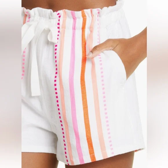 NEW lemlem Eshe Striped Cotton Blend Shorts